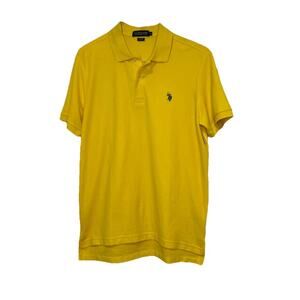 U.S. POLO ASSN. L122820 Mens Bright Yellow Cotton Pique Short Sleeve Polo Size M